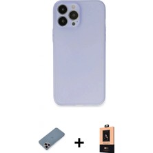Marsilyan™- iPhone 13 Pro Max Kılıf Atlas Minimal Prime - Şeffaf Maxco Cam Ekran Koruyucu + Mor Metal Kamera Lens Koruma Cam