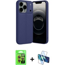 Marsilyan™- iPhone 17 Pro Kılıf Doruk Klasik Özel Seri - Siyah 3D Antistatik Seramik Nano Ekran Koruyucu + Turuncu Raze Metal Kamera Lens