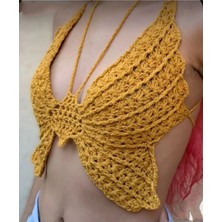 Hobilanka El Örgüsü Sarı Kelebek Koton Ip Crop