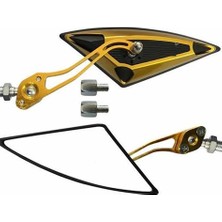 GMS Motosiklet Ayna Takımı Üçgen Model Üniversal 8-10 mm Uyumlu Gold