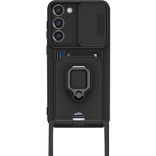 Galaxy S23 Kılıf Zuma Kartvizitli Yüzüklü Silikon - Siyah