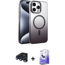 Marsilyan™- iPhone 15 Pro Max Kılıf Ahenk Doku Özel Seri - Siyah Bilvis 5in1 5d Magic Hayalet Cam Ekran Koruyucu + Lacivert Raze Metal Kamera Lens