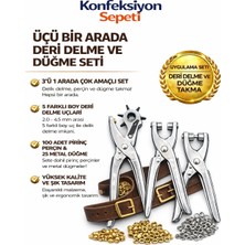 BDR Kemer Delme ve Kuşgözü Çakma Aparat Seti 3'lü Deri Kumaş El Işi Uyumlu