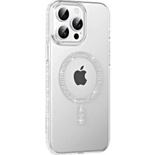 Iphone 15 Move Taşlı Magsafe Kapak - Grey