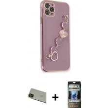 Marsilyan™- iPhone 11 Pro Max Kılıf Nova Işık Prime - Siyah 34D Hayalet Izgaralı Cam + Yeşil Rainbow Kamera Lens Koruma Cam