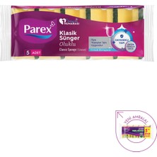 Parex Klasik Yeşil Sünger Oluklu 5'li Paket