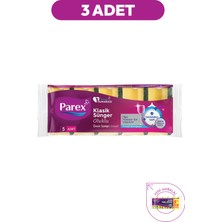 Klasik Yeşil Sünger Oluklu 5'li Paket Üçlü Set