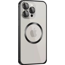 Iphone 15 Kılıf Metal Bumper Magneticsafe Kapak - Siyah