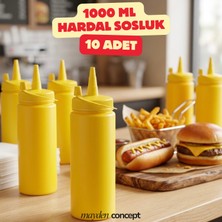 Mayden Concept 1000 ml Kapaklı Fişek Sosluk 10 Adet - Profesyonel Mutfak Sos Şişesi - Sıkılabilir Sos Şişesi