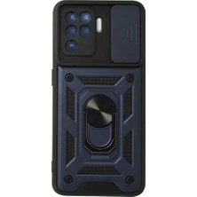 Reno 5 Lite Kılıf Pars Lens Yüzüklü Silikon - Lacivert