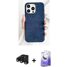 Marsilyan™- iPhone 15 Pro Kılıf Pusula Modern - Siyah Bilvis 5in1 5d Magic Hayalet Cam Ekran Koruyucu + Siyah Raze Metal Kamera Lens