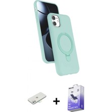 Marsilyan™- iPhone 11 Kılıf Iz Işık Koleksiyonu - Siyah Bilvis 5in1 5d Magic Hayalet Cam Ekran Koruyucu + Sarı Renkli Kamera Lens Koruma Cam