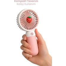 Mini Taşınabilir Sessiz El Fanı – Meyve Temalı Pembe