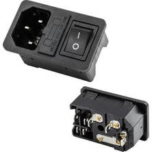 IC-214A-S C14 Power Soket Erkek Anahtarlı+Fuseli Kulaksız Ul