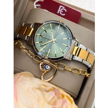 Ferrucci Sarı Gümüş Renk Çelik Kordon Garanti Belgeli Bayan Kol Saati+Bileklik