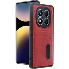 Redmi Note 14 4g Kılıf Sara Kartvizitli Deri Kılıf - Kırmızı
