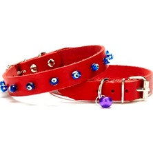 Nazar Boncuklu Küçük Irk Tasması 1,0X19 cm Kırmızı Small