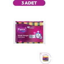 Klasik Yeşil Sünger Düz 5'li Paket Üçlü Set