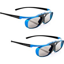 2x Hi-Shock Dlp Pro Mavi Cennet | Acer, Benq,3d Dlp Projektörler Için Dlp Link 3D Gözlük Deklanşör Gözlük 96-144Hz Şarj Edilebilir |32G Veri Kaybını Önleme Bağlantısı  Mavi