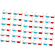 Lurrose 30'lu Paket Tek Kullanımlık 3D Gözlük Anaglyph Filmler Için Beyaz Kartondan Yapılmış Video Sinema Gözlük Aksesuarları