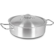 Kapp Kapaklı Orta Sığ Çelik Tencere - Silindirik 28X12 cm - 7,4 L