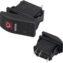 Silecek Sembollü Işıklı 3 Pinli On-Off 12-24V Marin Switch