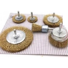 6 Parça Pimli Matkap Tel Fırça Seti Dairesel (38MM+50MM+75MM+100MM) +25MM KALEM+75MM Çanak Uzun Süreli Temizlik İçin