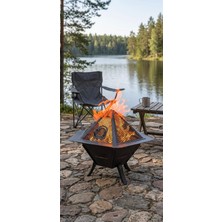 Ayme Outdoorium 61 cm Çelik Taşınabilir Ateş Çukuru & Barbekü – Odun/Kömür Yakıtlı Bahçe & Kamp Şöminesi