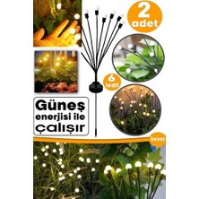 2 Adet 6 Led'li Güneş Enerjili Ateş Böceği Çiçek Lamba 12 Adet LED Işık