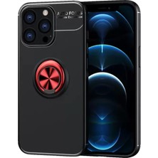 Iphone 13 Kılıf Range Yüzüklü Silikon - Siyah-Kırmızı