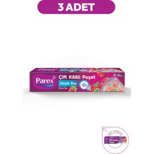Parex Çift Kilitli Buzdolabı Poşeti 12'li Küçük Boy 20 x 25 cm Üçlü Paket