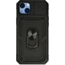 Iphone 14 Kılıf Pars Lens Yüzüklü Silikon - Siyah