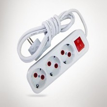 2 mt Kablolu Anahtarlı 3 Lü Topraklı Grup Priz