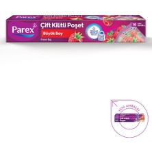 Parex 10'lu Çift Kilitli Buzdolabı Poşeti Büyük Boy 26 x 28 cm