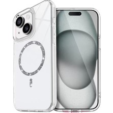 Iphone 15 Live Diamond Magsafe Kapak - Şeffaf