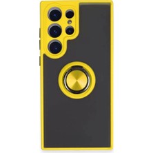 Galaxy S23 Kılıf Montreal Yüzüklü Silikon Kapak - Sarı