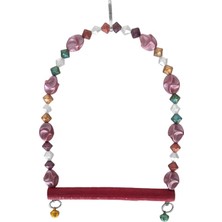 Boncuklu Tünekli Kuş Salıncağı 10 Cm-14 cm Bordo