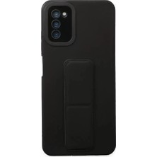 Galaxy A03S Kılıf Mega Standlı Silikon - Siyah