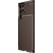 Galaxy S25 Kılıf Auto Focus Karbon Kapak - Kahverengi