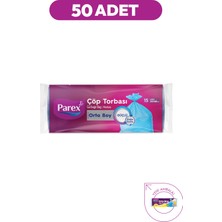 Güçlü Çöp Torbası Orta Boy 15'li 55 x 60 cm 50 Paket 1 Koli