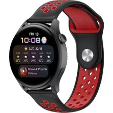 TKÇ Mey Ithalat®  Watch 22MM Spor Delikli Kordon - Siyah-Kırmızı
