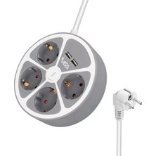 Vea VE-G604YU 4'lü 2 Usb’li Anahtarlı 1.5 Metre Grup Priz