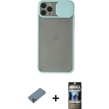 Marsilyan™- iPhone 11 Pro Kılıf Vadi Çizgi - Siyah 34D Hayalet Izgaralı Cam + Gökkuşağı Shine Kamera Lens Koruma Cam
