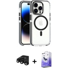 Marsilyan™- iPhone 15 Pro Max Kılıf Kozmos Doku Koleksiyonu - Siyah Bilvis 5in1 5d Magic Hayalet Cam Ekran Koruyucu + Siyah Raze Metal Kamera Lens