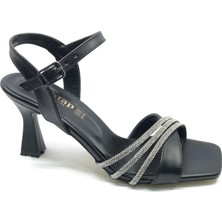 Kocamanlar Ayakkabı Mehtap Üç Şerit Taşlı 8 cm Topuklu Kadın Abiye Ayakkabı