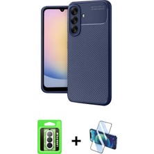 Marsilyan™- Galaxy A17 5g Kılıf Eksen Form Prime - Siyah 3D Antistatik Seramik Nano Ekran Koruyucu + Gümüş Raze Metal Kamera Lens