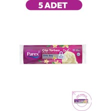 Parex Büzgülü Çöp Torbası Vanilya Kokulu Orta Boy 15'li 55 x 60 cm Beşli Paket