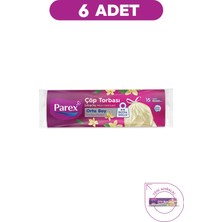 Parex Büzgülü Çöp Torbası Vanilya Kokulu Orta Boy 15'li 55 x 60 cm Altılı Paket