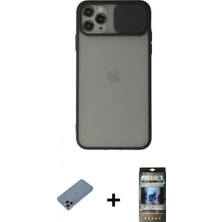 Marsilyan™- iPhone 11 Pro Kılıf Vadi Çizgi - Siyah 34D Hayalet Izgaralı Cam + Gökkuşağı Shine Kamera Lens Koruma Cam