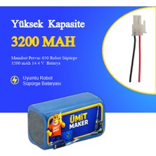 Mamibot Prevac 650 Robot Süpürge 3200 mAh 14.4 V  Batarya – Orjinal Uyumlu Uzun Ömürlü, Yüksek Performans Pil
